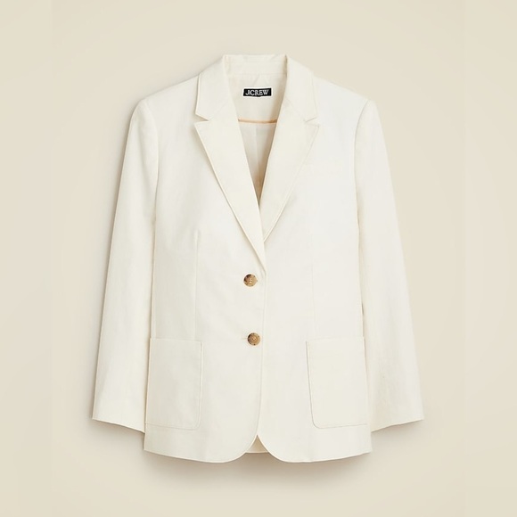 J.Crew Relaxed patch-pocket blazer in cotton blend - Picture 1 of 2